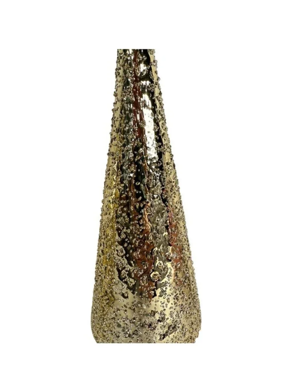 Mr. Christmas Mercury Glass Footed Trees Snowy Texture Gold 13.5